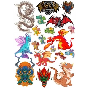 Ejderha Dragon Sticker Set-7 15 Parça Telefon, Tablet, Defter, Laptop Sticker
