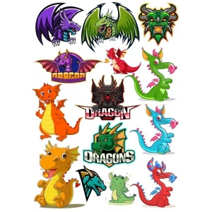 Ejderha Dragon Sticker Set-8 13 Parça Telefon, Tablet, Defter, Laptop Sticker