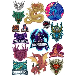 Ejderha Sticker Set 1 15 Parça Telefon, Tablet, Defter, Laptop Sticker