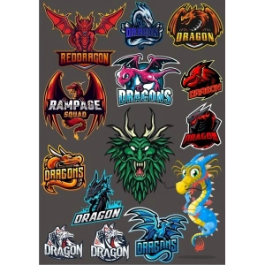 Ejderha Sticker Set-10 13 Parça Telefon, Tablet, Defter, Laptop Sticker