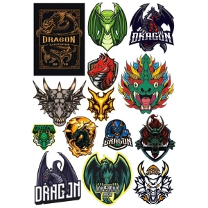 Ejderha Sticker Set 11 16 Parça Telefon, Tablet, Defter, Laptop Sticker