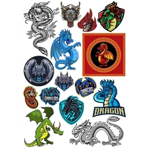 Ejderha Sticker Set 13 18 Parça Telefon, Tablet, Defter, Laptop Sticker