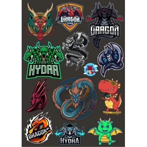 Ejderhalar Sticker Set 11 14 Parça Telefon, Tablet, Defter, Laptop Sticker