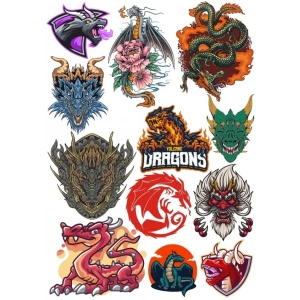 Ejderhalar Sticker Set 5 12 Parça Telefon, Tablet, Defter, Laptop Sticker