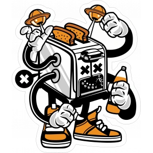 Ekmek Kızartma Makinesi Sticker 10x10 cmRenkli Sticker