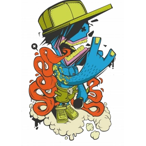 Mavi adam sticker 10x10 cmRenkli Sticker