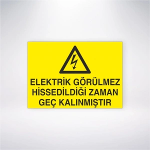 Elektrik Görülmez Hissedildiği Zaman Geç Kalınmıştır Sticker 20X28 Cm