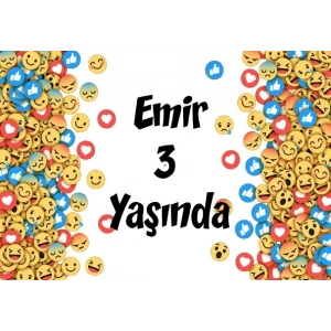 Emojiler Doğum Günü Afişi 100X150 cm