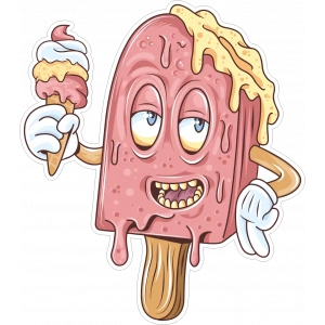 Eriyen Dondurma Sticker 10x10 cmRenkli Sticker