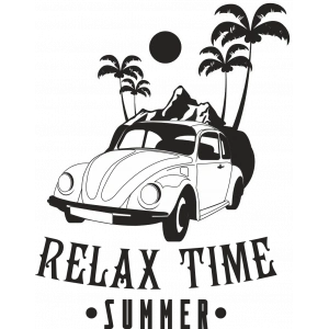 Eski Araba ve Palmiyeler Sticker 10x10 cmRenkli Sticker