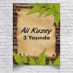 Eskitme Kağıt Temalı Doğum Günü Afişi 100x150 Cm