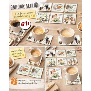 Evlilik 7x7 – 6’lı Set Dekoratif Kare Tasarım