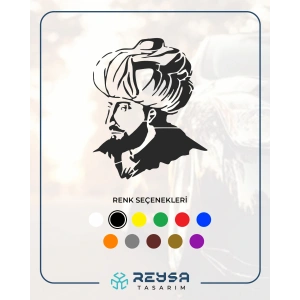 Fatih Sultan Mehmet Araba Sticker 17x17 Cm Siyah