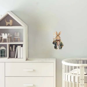 Fener Tutan Tavşan Duvar Stickerı - Tek Mumlu