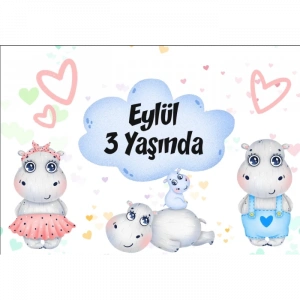 Fil Temalı Doğum Günü Afişi 100X150 cm