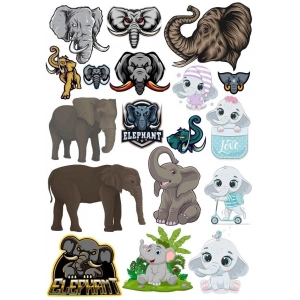 Fil Temalı Sticker Set-1 17 Parça Telefon, Tablet, Defter, Laptop Sticker