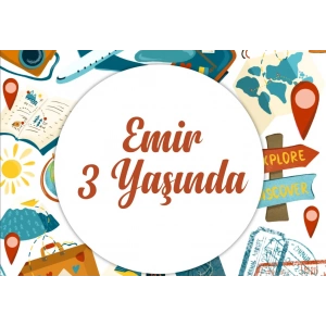 Seyahat Temalı Doğum Günü Afişi -3 35X50 cm