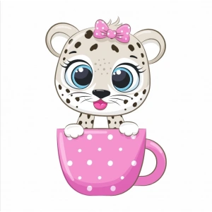 Fincanda Leopar Yavrusu Duvar Stickerı