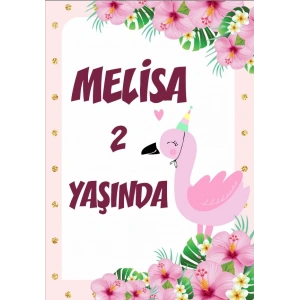 Flamingo Temalı Doğum Günü Afişi - 70x100 Cm