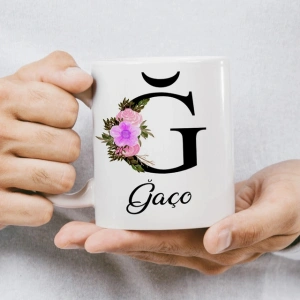 Ğ Harfi Çiçekli İsme Özel Kupa