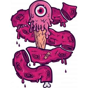 Dondurma ve Göz Sticker 10x10 cmRenkli Sticker