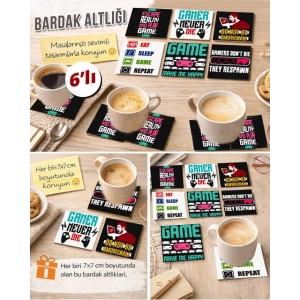 Gamer Temalı 2 7x7 – 6’lı Set Dekoratif Kare Tasarım