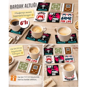 Gamer Temalı 3 7x7 – 6’lı Set Dekoratif Kare Tasarım