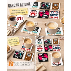 Gamer Temalı 4 7x7 – 6’lı Set Dekoratif Kare Tasarım