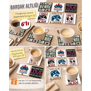 Gamer Temalı 7x7 – 6’lı Set Dekoratif Kare Tasarım