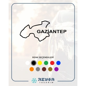 Gaziantep Harita Araba Sticker 17x17 Cm Siyah