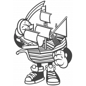 Gemi Sticker 10x10 cmRenkli Sticker