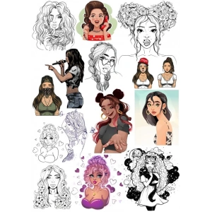 Genç Kız Sticker Set 2 15 Parça Telefon, Tablet, Defter, Laptop Sticker