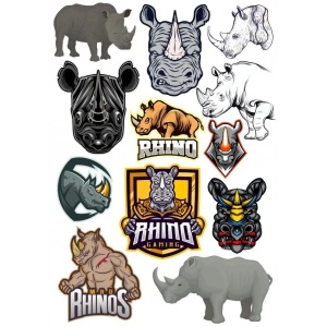 Gergedan Sticker Set 11 15 Parça Telefon, Tablet, Defter, Laptop Sticker