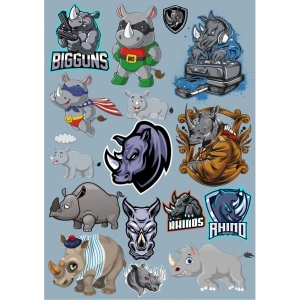 Gergedan Sticker Set-2 17 Parça Telefon, Tablet, Defter, Laptop Sticker