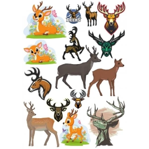 Geyik Sticker Set-2 17 Parça Telefon, Tablet, Defter, Laptop Sticker