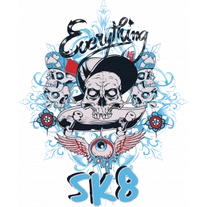 SK8 Kkuru kafa sticker 10x10 cmRenkli Sticker