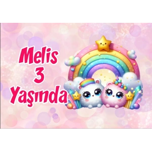 Gökkuşağı Temalı Doğum Günü Afiş 70X100 cm