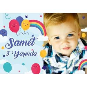 Gökkuşağı Temalı Doğum Günü Afişi 35X50 cm