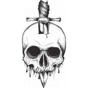 iskelet Bıçak Geçmiş Sticker 10x10 cmRenkli Sticker