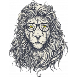 Gözlüklü Aslan Sticker 10x10 cmRenkli Sticker