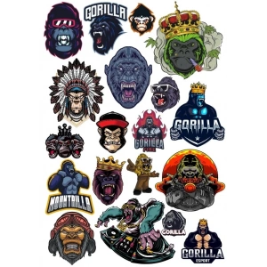 Goril Sticker Set 11 20 Parça Telefon, Tablet, Defter, Laptop Sticker