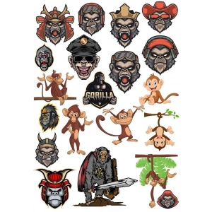 Goril Sticker Set-3 19 Parça Telefon, Tablet, Defter, Laptop Sticker