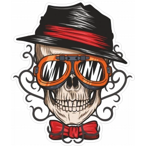 Gözlüklü iskelet Sticker 10x10 cmRenkli Sticker