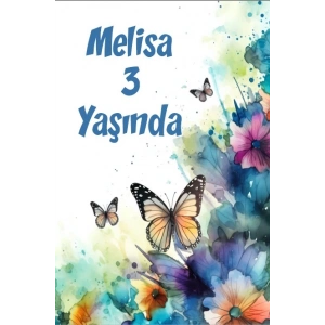 Turuncu Kelebekler Temalı Doğum Günü Afişi 70X100 cm