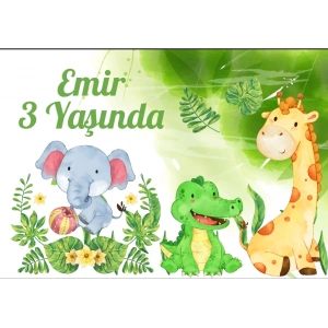 Safari Temalı Doğum Günü Afişi 100X150 cm