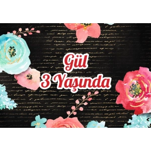 Gül Temalı Doğum Günü Afişi 100X150 cm