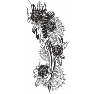 Gül ve Bıçak Sticker 10x10 cmRenkli Sticker