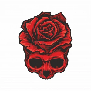 Gül ve Kurukafa Sticker 2 10x10 cmRenkli Sticker