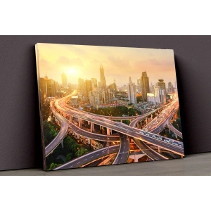 Gün Batımı Ve Şehir Yaşamı Kanvas