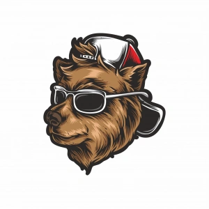 Güneş Gözlüklü Ayı Sticker 10x10 cmRenkli Sticker